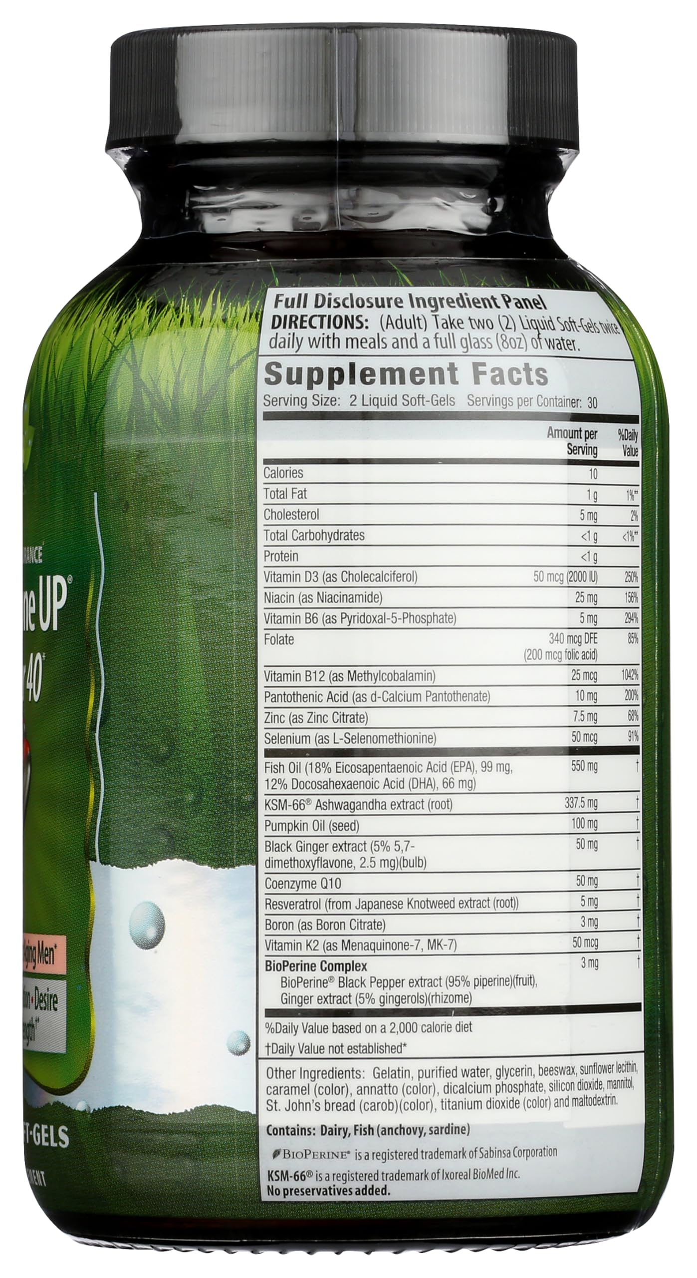 Irwin Naturals Energy '&' Endurance Testosterone Up Men Over 40 60 Sgels