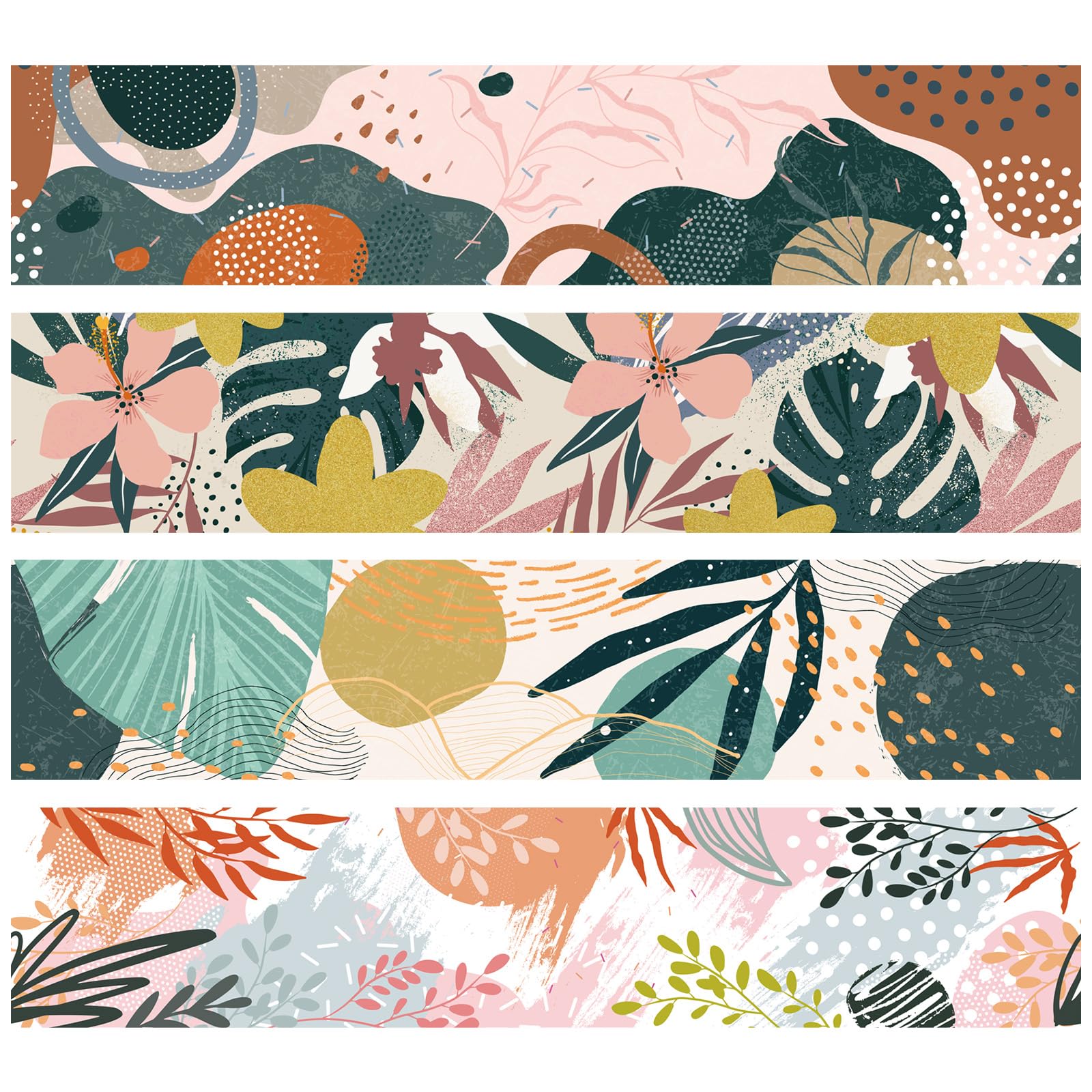 Photo 1 of Gilprop 80 Pcs 91.8 ft Boho Classroom Bulletin Board Borders Bulletin Board Trim Self Adhesive Scalloped Borders Decorations Stickers for Office School Blackboard Chalkboard Desk
