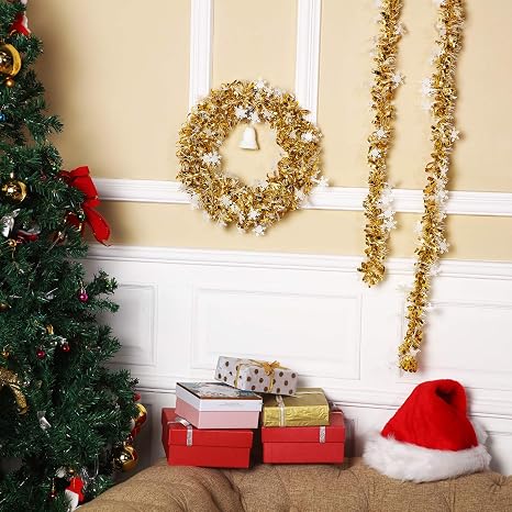 Bianco Latte WILLBOND 6 Pezzi Fiocco di Neve Orpello Natale 39.4 Piedi  Natale Ghirlanda Classico Lucido Orpello Morbido per Albero di Natale  Corona Forniture di Festa Nozze Addobbi e decorazioni per ricorrenze