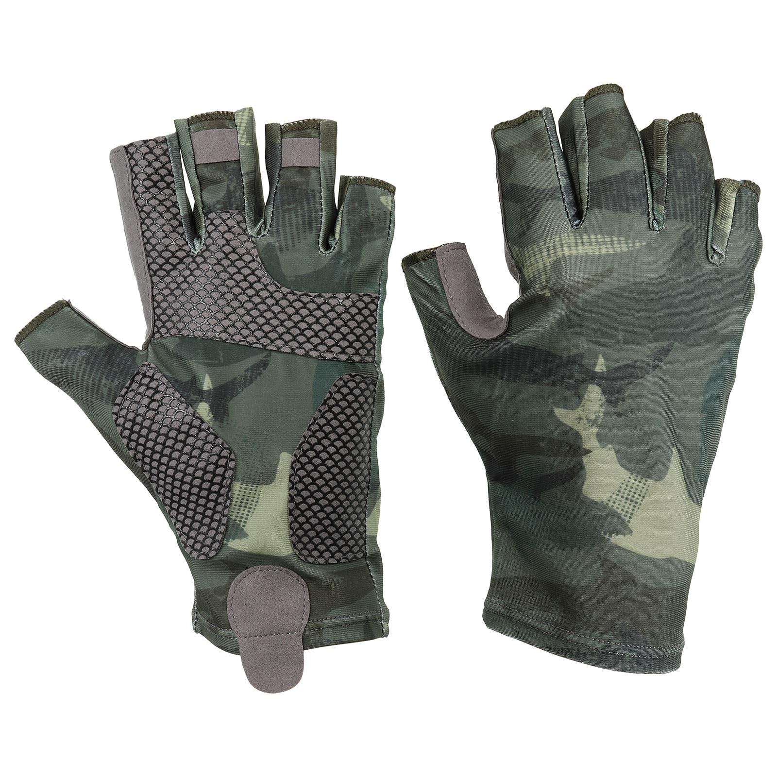 PATIKIL Fishing Gloves, 1 Pair Breathable Fingerless Sun Protection Gloves for Men Women Kayaking Rowing Cycling Hiking, Green (L Size)