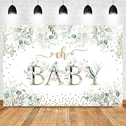 Mocsicka Greenery Baby Shower Backdrop Oh Baby