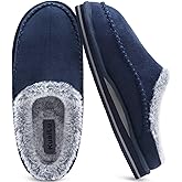 KuaiLu Mens Clog Slippers with Arch Support Suede Faux Fur Memory Foam Warm House Shoes Comfortable Slip-on Mans Bedroom Indoor Outdoor Slippers Rubber Sole