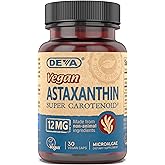 DEVA Nutrition Vitamins Astaxanthin 12mg, Vegan, Made from Haematococcus Pluvialis Microalgae, 30 Capsules, 1-Pack