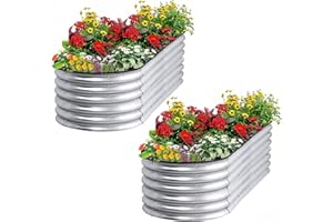 SogesHome Set of 2 Galvanized Raised Garden Bed Kit 6ft X 2ft X 1ft Metal Raised Planter Box Steel Kit Outdoor 2 Pcs Ground P