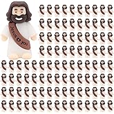 YuDanae 100pcs Brown Mini Jesus Figurines in Bulk for Sunday School Religious Party Favors, Baby Jesus Figure Mini for Baptism Gifts and Easter Egg Stuffers