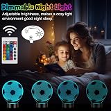 Linkax 3D Illusion Football Night Light for Kids - 16 Color Change view 5