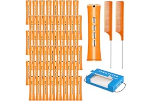 Perm Rods Large Hair Rollers for Natural Long Short Hair, 48 Pieces Orange Hair Perm Rods, 3.3x0.86 Inch Curler Perm Rods Col