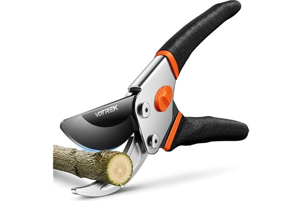 VOTREK® 8.5" Bypass Pruning Shears, 3/4" Cut Capacity for Stems & Branches | Sharp Japanese Steel & Anti-Rust Titanium Blade,