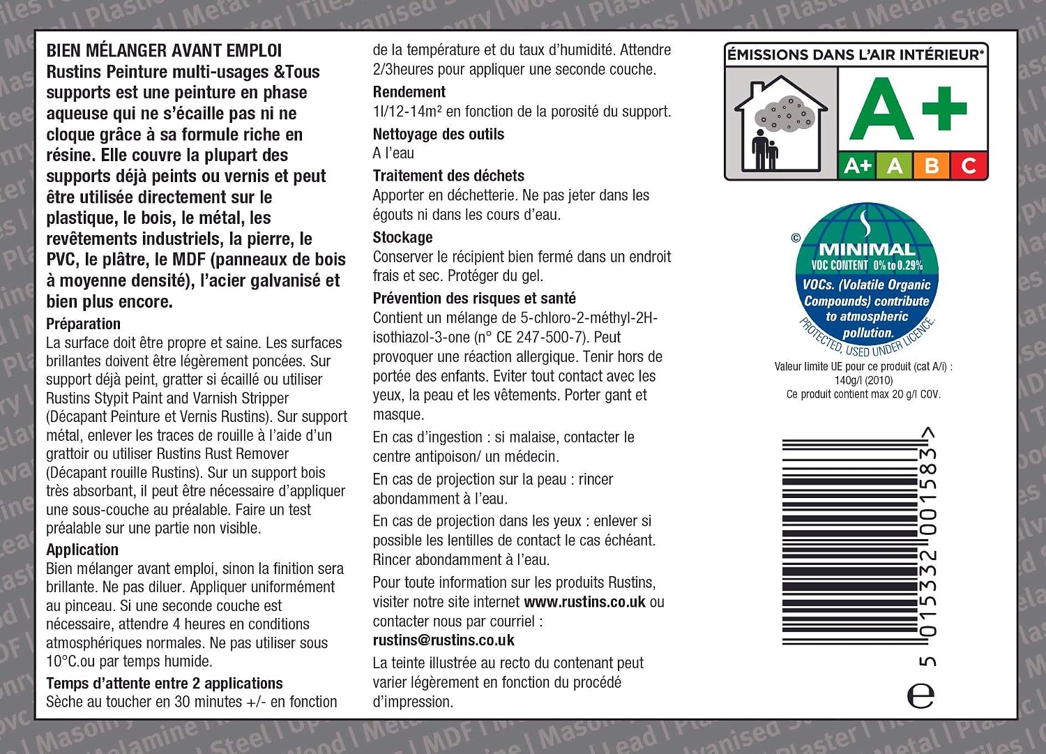 RUSTINS ASAP Paint, Grey, 1 L (Pack of 1) - Image 3