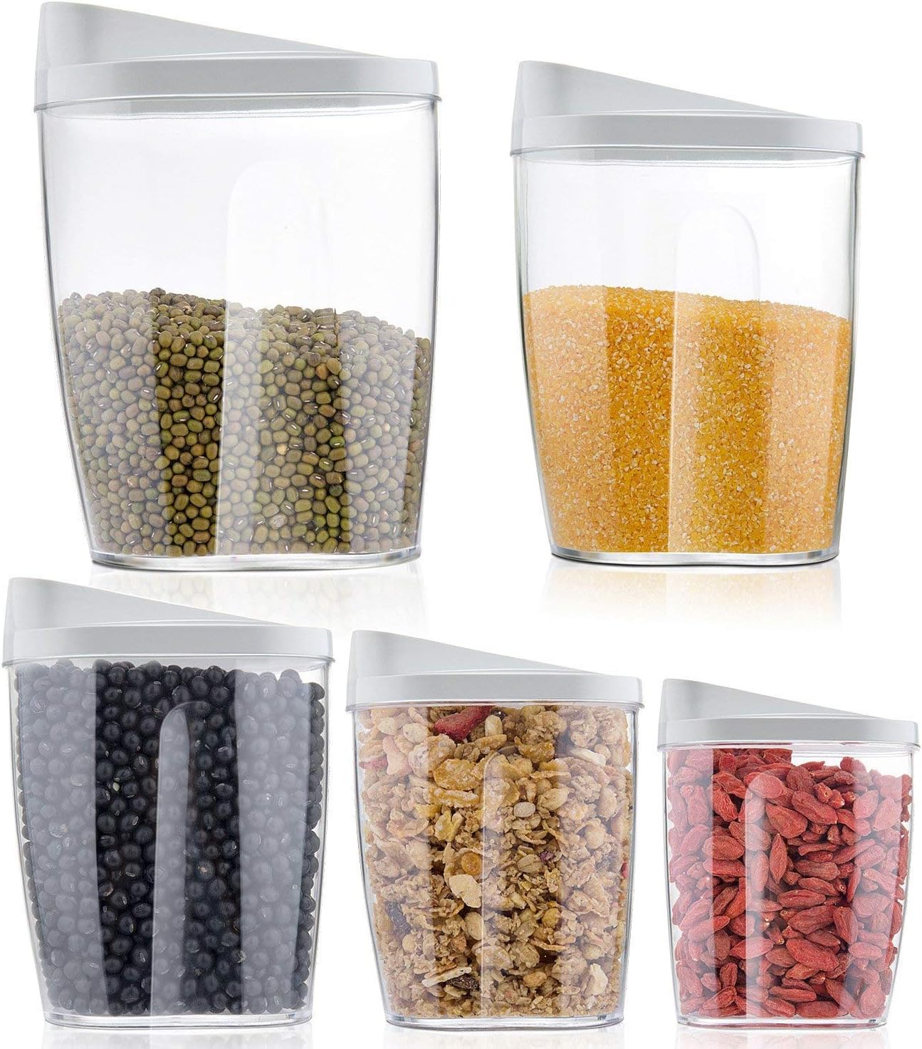 Czemo Cereal Containers for Storage, Set of 5pcs Dry Food Kitchen Storage Box Dispenser Container with Air Tight Lid BPA Free & Food Grade Plastic - Image 5