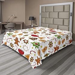 Ambesonne Gingerbread Man Flat Sheet, Christmas