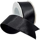 Morex Ribbon Wired Satin Ribbon, Gift Wrapping, Christmas and Wedding Décor, Silk Ribbons for Crafting and Floral Arrangements, 1-1/2 inch by 10 Yards, Black