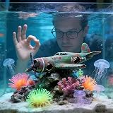 XUBX Aquarium Decoration Rock Resin Combat Aircraft Ornament 24 cm view 8