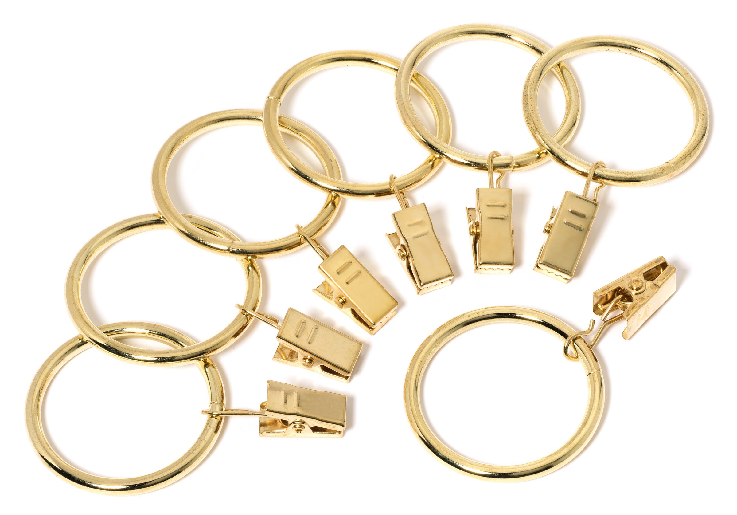 Metal Curtain Clip Rings 2 Inch Interior Diameter Set of 14 (Gold)