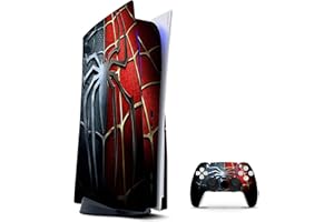 ZOOMHITSKINS Compatible with PS5 Digital Version (No Disk Version) Skin, Spider Red Blue Gold Superhero Silver, Durable, Bubble-free, Precisely Cut