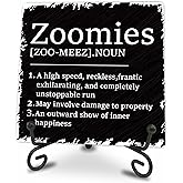 4"X4" Wooden Plaque - Zoomies - Dog Theme Decorative Wood Plaque, Home & Office Desk Decor, Dog Lover Gift, Room Tabletop, Shelf Accessories (Black) - B02