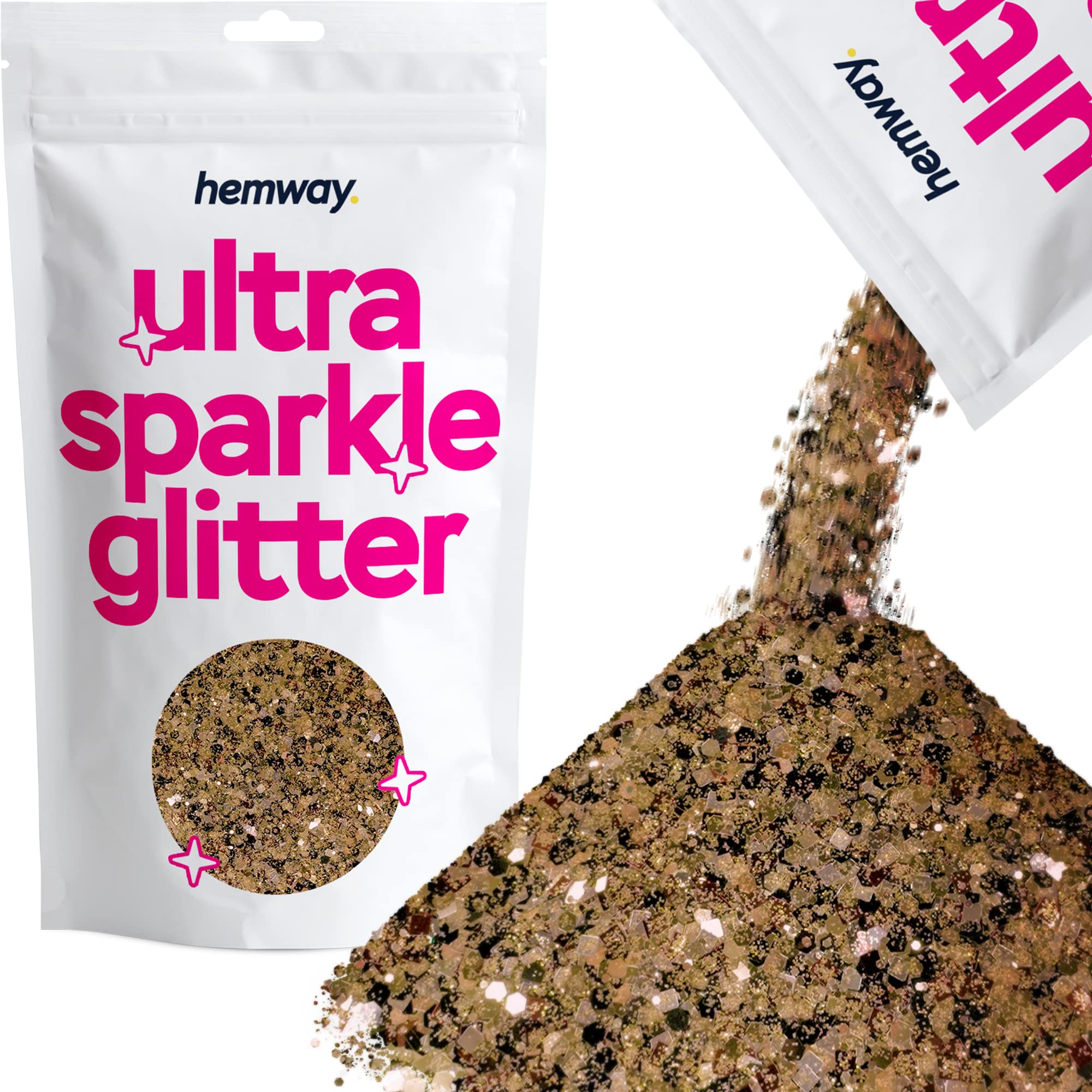 Hemway Ultra Sparkle Glitter Bronze Gold Black Tiger Mix 100g Mixed | Glitter for Arts & Craft, Makeup, Nail Art, Crafting, Card Making, Sparkle Decoration