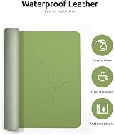 YSAGi Leather Desk Mat Large 80x40 cm Non-Slip Waterproof Leaf Green view 4