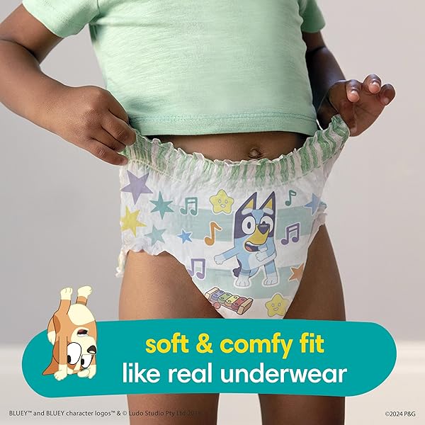 PAMPERS TRAINING PANTS – EASY UPS BOYS & GIRLS BLUEY – SIZE 5T-6T, 15 COUNT, CHILDREN’S POTTY UNDERWEAR (PACKAGING MAY VARY)