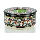 Decorative Ceramic Jar-Colorful Decorative Jar with Lid-Handmade Small Decorative Jar-Windproof Unique Jars-Turkish Home Decor (Moss Green)