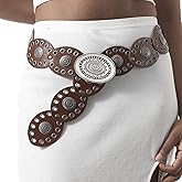 Amztown Western Belts for Women, Vintage Leather Belts Boho Waist Belts Concho for Dress Jeans Country Concert Outfit