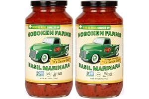 Keto Marinara Pasta Sauce by Hoboken Farms - Keto Certified, No Sugar Added, Non GMO Project Verified, Kosher, Vegan, Plant Based, Keto & Paleo Friendly, Whole Tomatoes and Pure Olive Oil (Basil Marinara 2 Pack)
