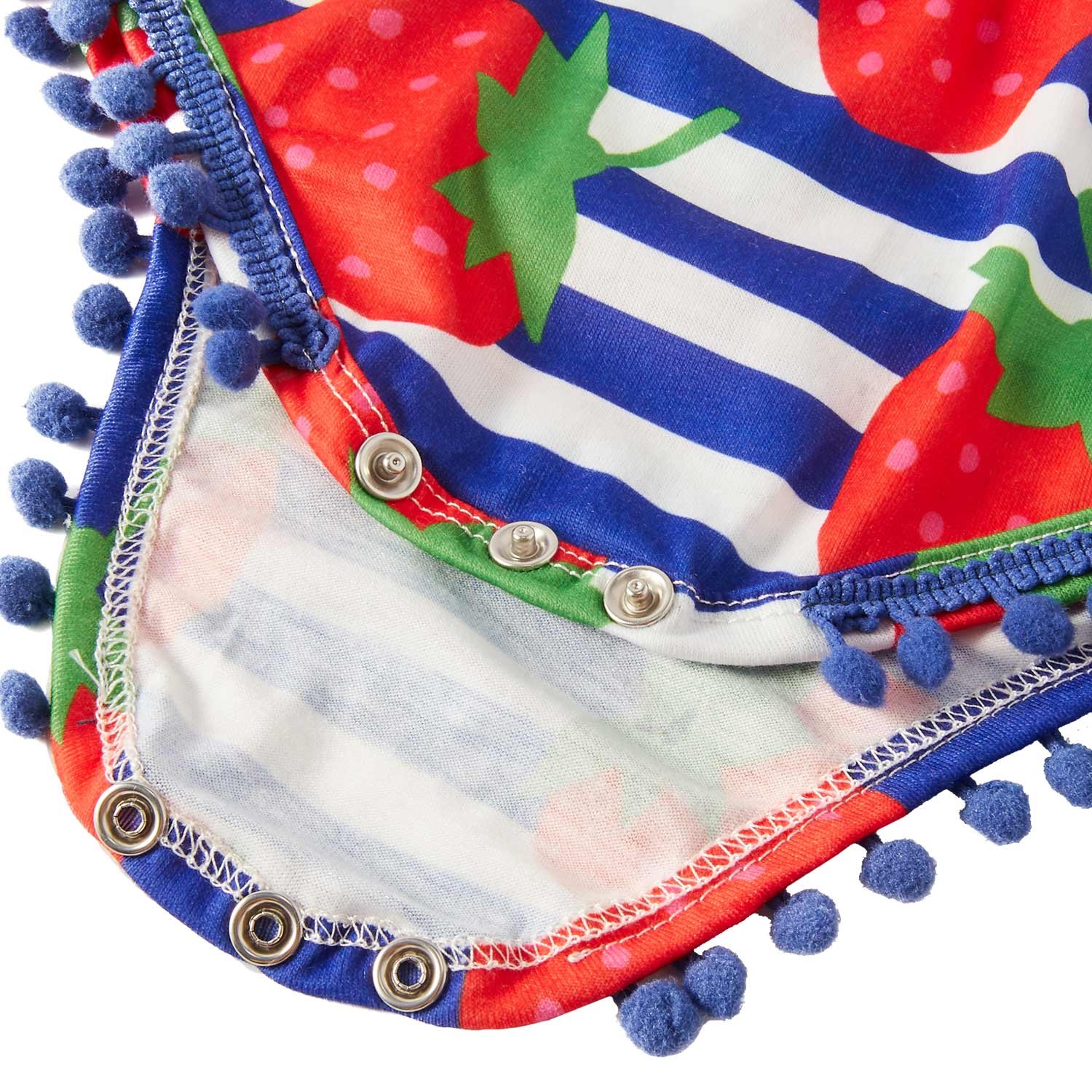 Leapparel Little Kids Jumpsuit Romper Baby Girl Short Sleeve Outfit Jump Suit Baby Boys Stripe Body Suit 100% Cutton Clothing,Strawberry,6-12 Months (Size 90)