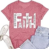 SUWATOIN Womens Faith Shirts Christian Cross T-Shirts Bible Verse Blessed Letter Printed Tees Inspirational Tops