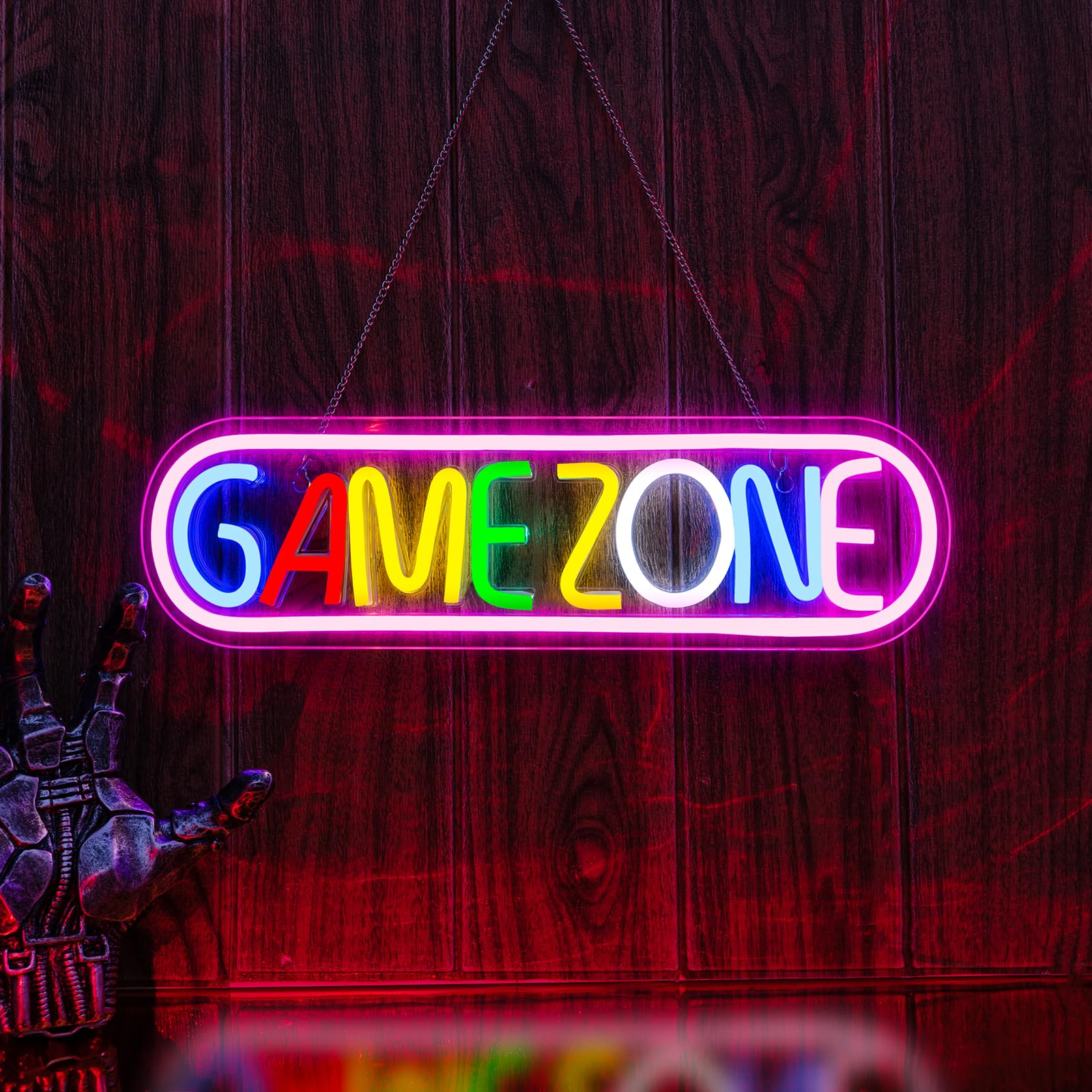Wanxing Game Zone Neons Signs Gamer LED Neon Light Gaming Zone Neon Sign for Game Room Decor,Play Area, Man Cave,Pub,present for Teens, Friends, Boys (colorful)