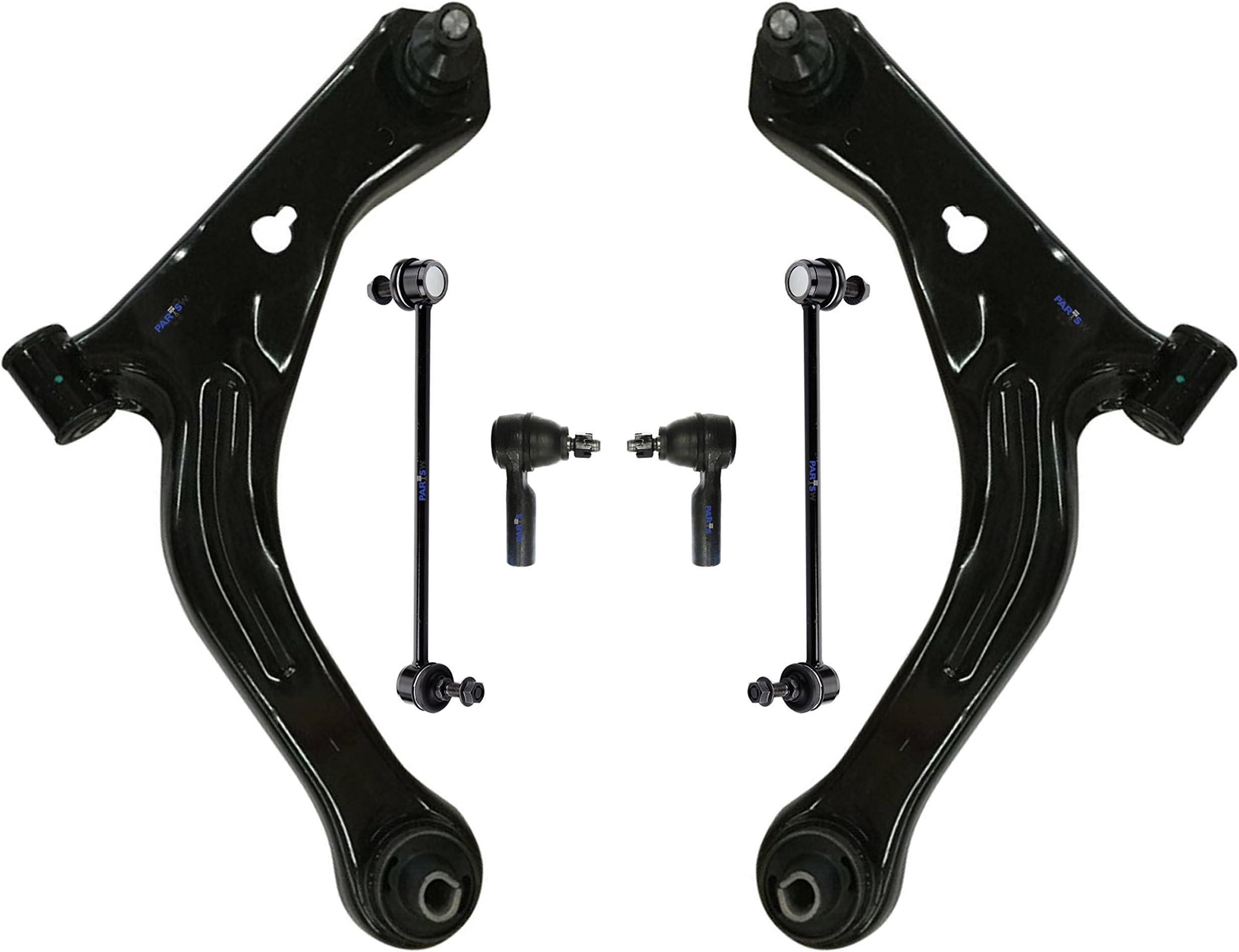 6 Pc Front Suspension Kit Lower Control Arms & Ball Joints Left & Right Side, Outer Tie Rod & Sway Bars