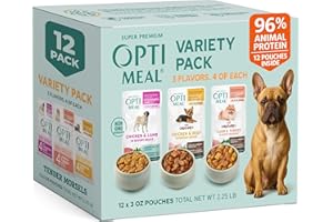 Optimeal Wet Dog Food Small Breed Variety Pack - Grain Free Recipe High Protein Tender Morsels in Aspic Made with Natural Ingredients for Adult Dogs, Premium Nutrition Pouches - 3oz Pouch (Pack of 12)