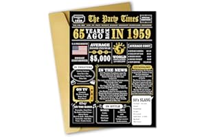GlightG Big 65th Birthday Card for Women Men, Jumbo 65th Birthday Gift for Mom Dad, Unique 65 Year Old Bday Gifts Cards for Grandma Grandpa, Vintage Black Gold 65th Birthday Party Decoration