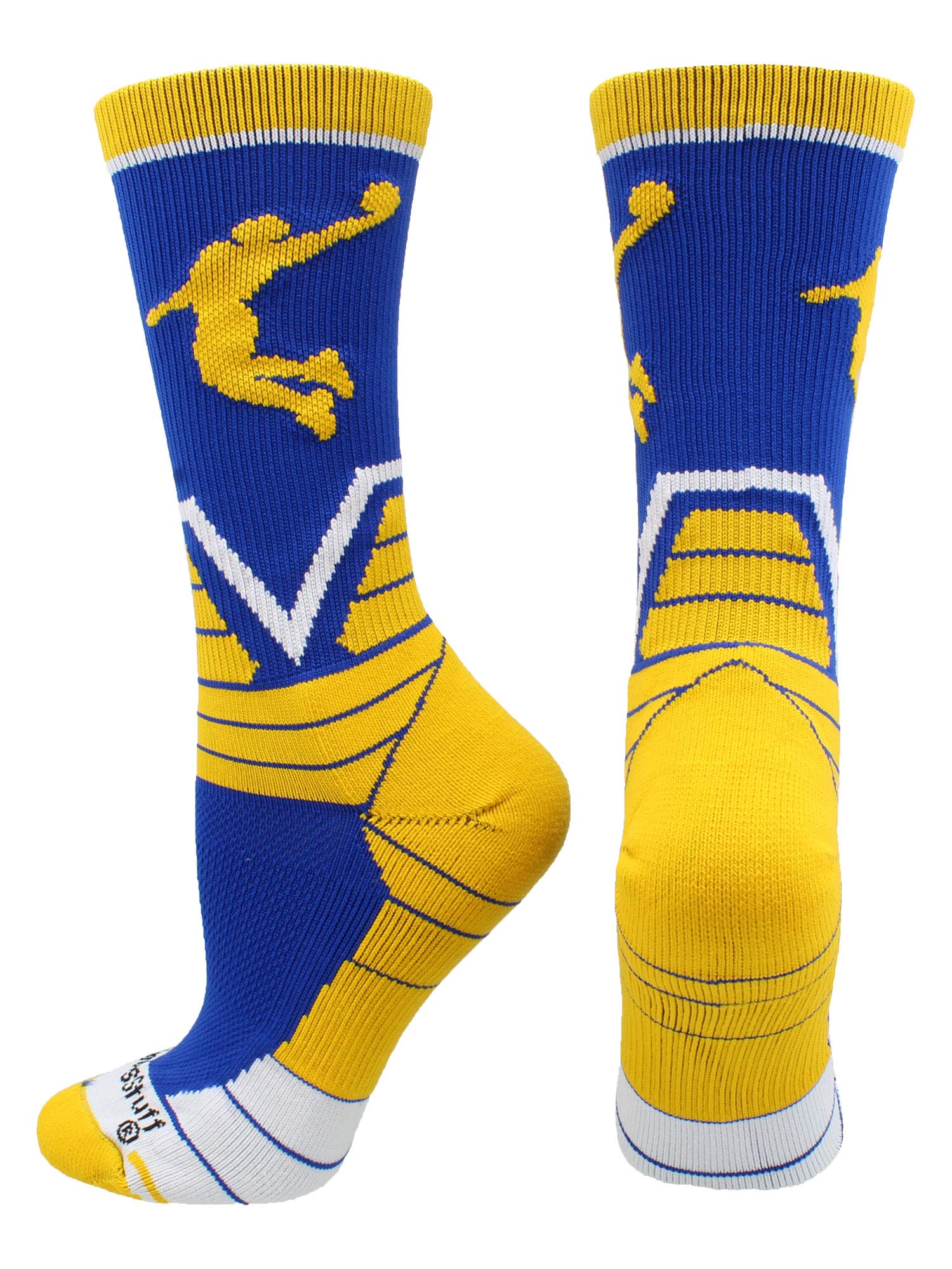 MadSportsStuff Calcetines para jugador de baloncesto Victory Crew (real/dorado/blanco, medianos)