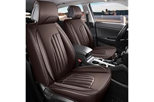 FREESOO Car Seat Covers Full Set, Faux Leather Automotive Seat Covers for Cars, Waterproof Protector Universal Car Seat Cover Fit for Most Sedan SUV Pick-up Truck (Coffee)