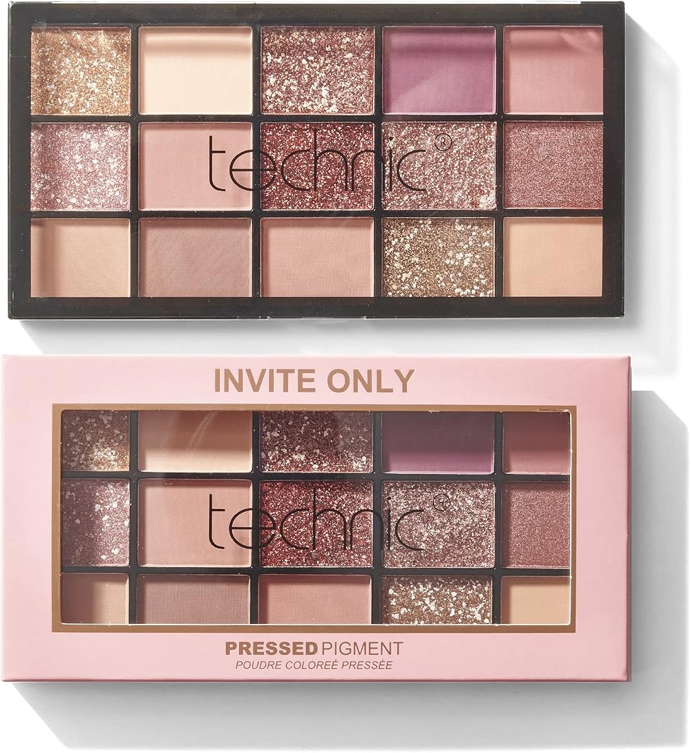 Technic Invite Only Eyeshadow Palette 15 Shades Pinks Berries Neutrals Mattes