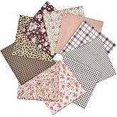RayLineDo 10pcs 12 x 12 inches (30cmx30cm) Print Coffee Series Fabric Bundle Squares Patchwork DIY Sewing Scrapbooking Quilting Pattern Artcraft