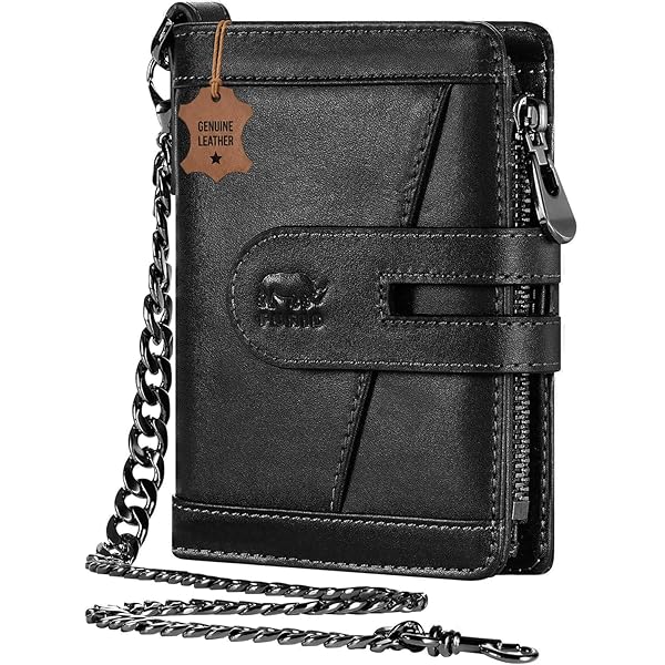 Amazon.com: furid Genuine Leather Chain Wallet: RFID Blocking