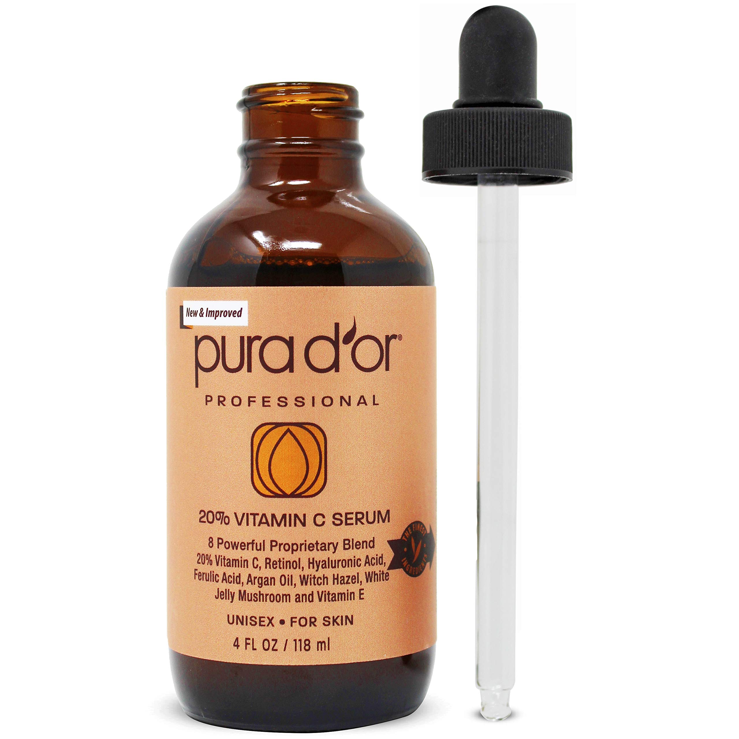 PURA D'OR 20 Vitamin C Serum Premium Professional Grade (4oz / 118mL