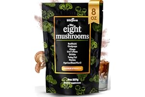 KIKI Green 8 Mushrooms Powder Extract - Supplement Blend 8 oz - Lion's Mane, Reishi, Chaga, Cordyceps, Maitake, Shiitake - for Focus and Energy - Add to Coffee and Smoothies