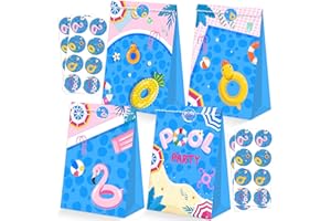 BQC 24pcs Summer Pool Party Favor Bags - Goodie Bags for Kids Beach & Birthday Parties