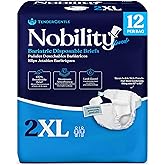 2XL Adult Diapers for Women and Men - 12 Bariatric Disposable Briefs with Tabs and Stretchable Side Panels - Breathable with Maximum Absorbency