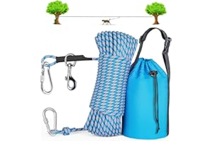 Tresbro Dog Camping Leash, 50ft/75ft/100ft Dog Trolley System for Dogs up to 300lbs, Portable Lightweight Dog Runner Lead for Yard, Reflective Dog Tie Out Cable for Camping, Courtyard, Park, Outside