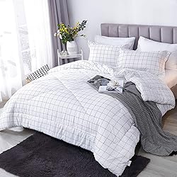 Andency White Grid Comforter King(104x90 Inch), 3