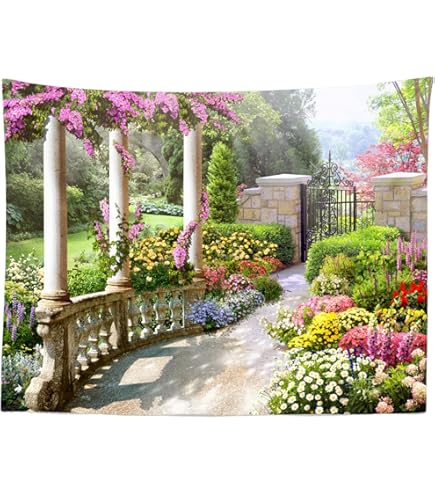 Amazon.com: Tuscany Tapestry Italy Old Stone Wall Flowers