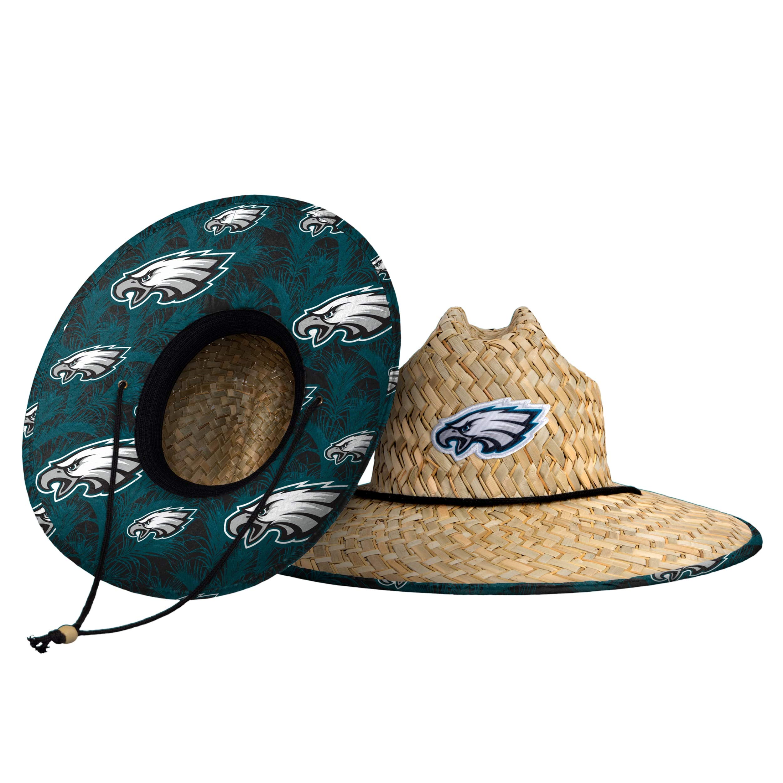 FOCO Mens Nfl Team Logo Floral Lifeguard Beach Sun Straw Hat, Team Logo Image
