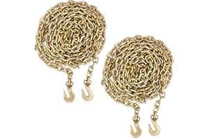 EASYBERG 2 Grade 70 3/8" x 20' Transport Chain Tie Down Binder Chain with Grab Hooks