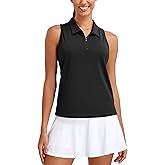 MathCat Womens Golf Polo Shirts, Sleeveless 1/4 Zip UPF 50+ Tennis Tank Top, Racerback with Collar Athletic Shirt Quick Dry