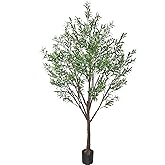 Fake Olive Tree 8FT - 96" Tall Artificial Olive Tree with Pot, Faux Oliver Tree with Natural Trunk, Realistic Silk Leaves and Lifelike Fruits, Fake Plant for Home Living Room Office Decor