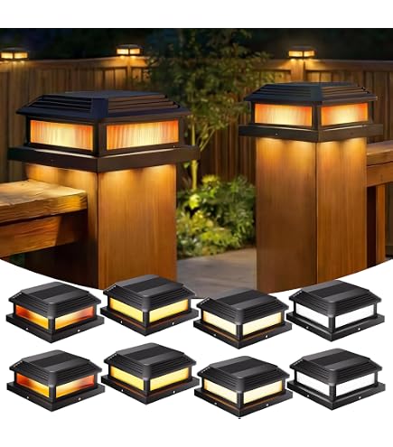Quntis 4-Pack Solar Post Cap Lights – 3 Color Temps (3000K/6000K/15000K), IP65 Waterproof, 30Hr Runtime, Fits 4x4 & 3.5x3.5 Wood/Vinyl Posts