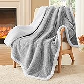 BEDELITE Faux Fur Throw Blanket for Couch - Super Soft & Warm Thick Sherpa Blanket for Sofa and Room Decor, Luxury Cozy Plush Fluffy Winter Blanket Gifts for Women Men Mom Dad, 50x60 inch, Light Grey